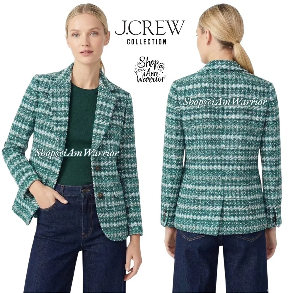 J.Crew Collection NWOT blazer in teal textured Italian Jacquard *shop@iamwarrior